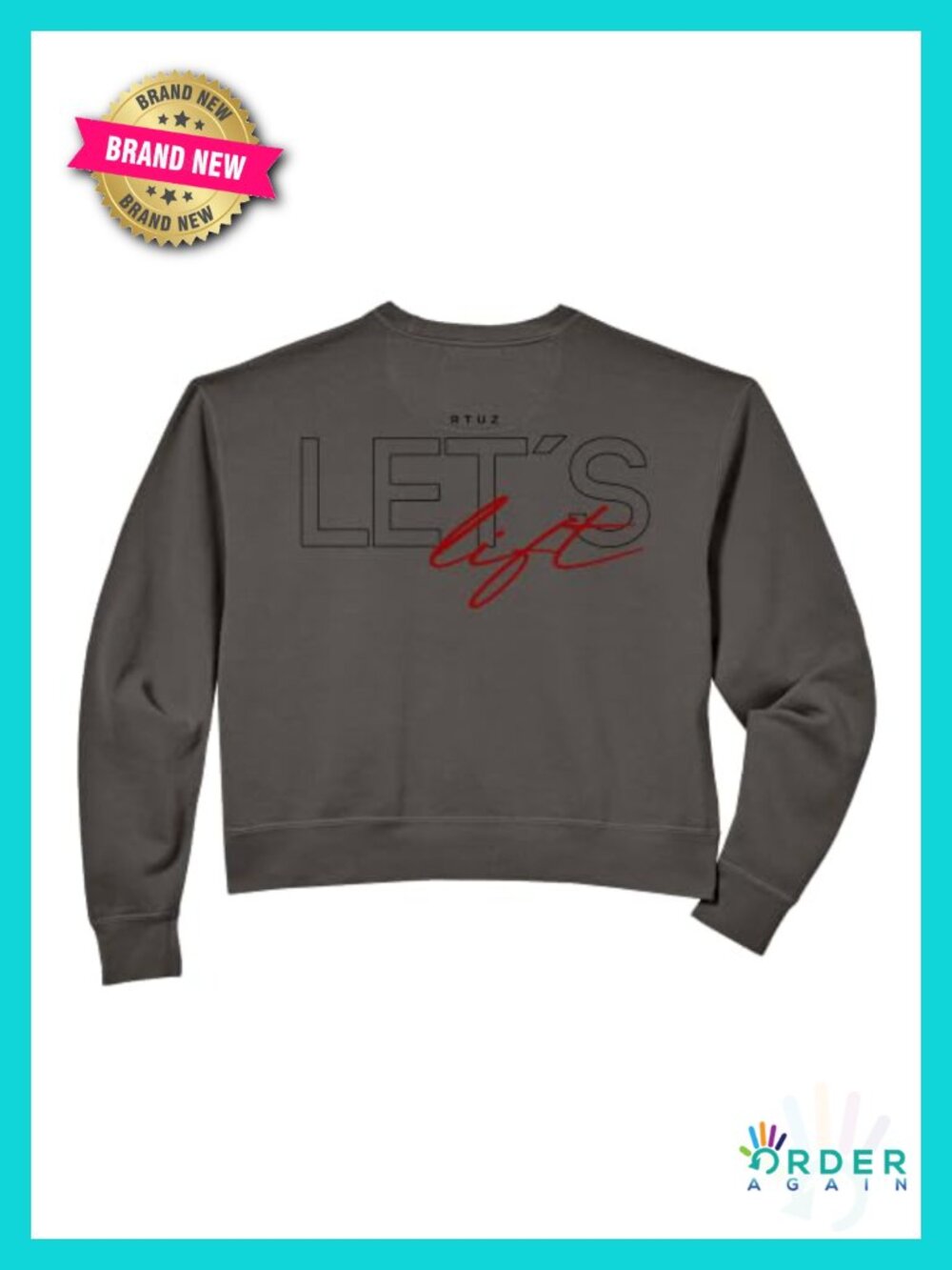 Y2K Fitness Quote Back Print Crop Sweatshirt Cotton Blend Crew Neck Gym